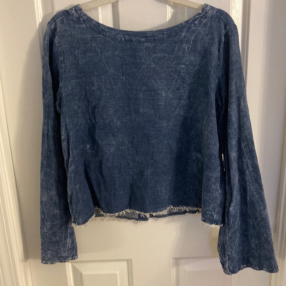Anthropologie cloth & stone blue long-sleeve shirt, size S